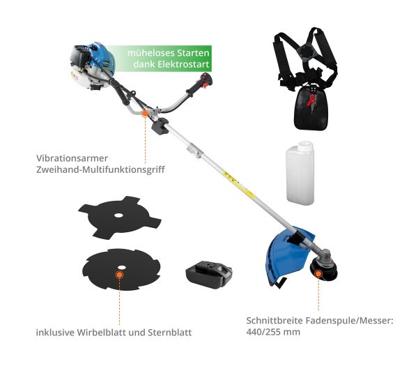 GÜDE Freischneider GFS 52.3E E-Start Rasentrimmer Motorsense Benzin Trimmer 