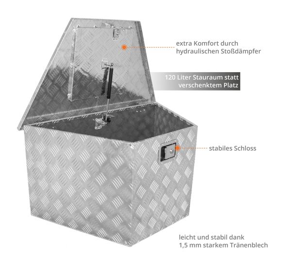 GÜDE Alu Deichselbox GT 120 Alukoffer Alukiste Werkzeugkiste Werkzeugkoffer 