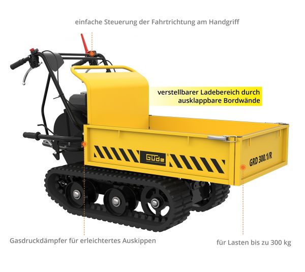GÜDE Raupendumper GRD 300.1/R Minidumper 110 Liter 300 kg 5,6 PS Benzin 