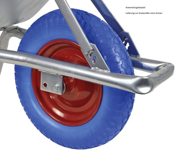 BPA Schubkarrenrad PU-Rad 3.50-8 | Pannensicher | Kugellager | Stahlfelge Blau 
