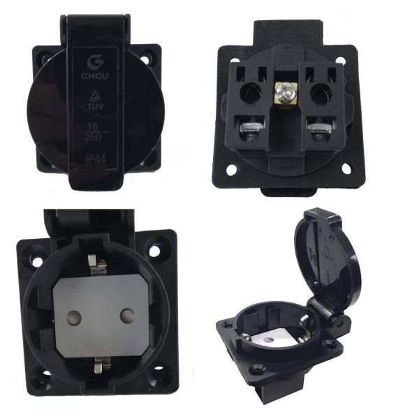 MATRIX 5er Set Steckdose Typ E/F IP44 16A staubdicht, regensicher, Industriesteckdose,  