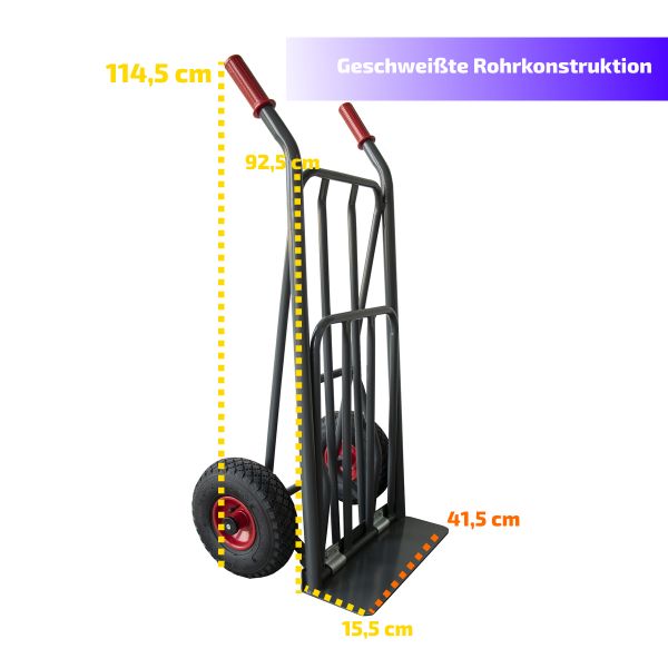 RAVENDO Profi Sackkarre klappbar Luftrad 250kg mit EasyTip 50% Gewichtsbelastung 