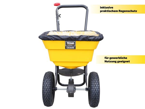 Texas Streuwagen Salz Rasen Dünger Handstreuwagen Zentrifugalstreuer CS3600 36l 