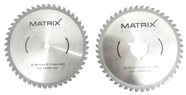 MATRIX Diamanttrennscheibe 160mm x 12mm und 160mm x32mm Kreissäge TST 1500-160 