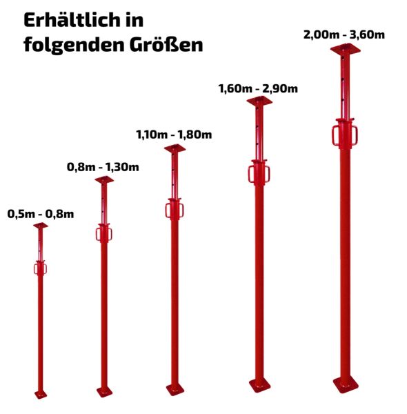 Baustütze Bausprieß Deckenstütze Fensterstütze Baustützen 2,0 - 3,6m 2Stück 