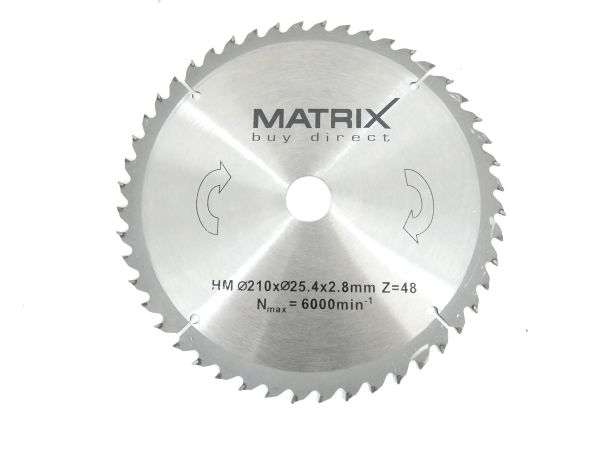 MATRIX Sägeblatt 210 x 25,4 x 2,8 48 Zähne Hartmetall Ersatzsägeblatt
