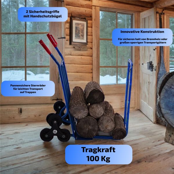 TRESTLES Sackkarre Treppensteiger für Holz Brennholz Holzstransport S101PHS 