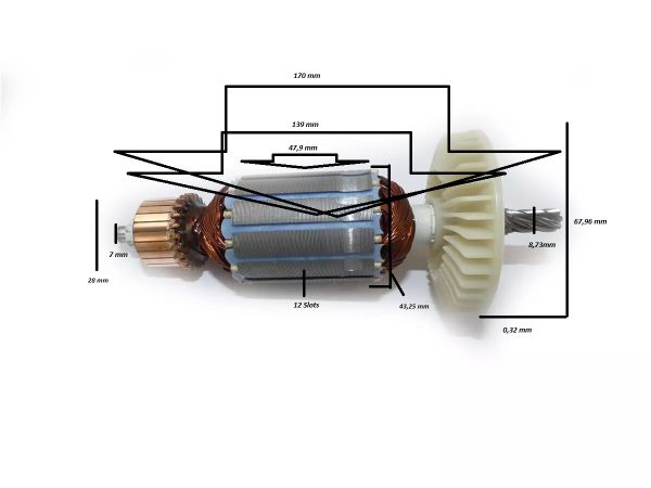 MATRIX Ersatzteil Rotor für Elektro Tauchsäge Kreissäge Säge TRS 1400-64 