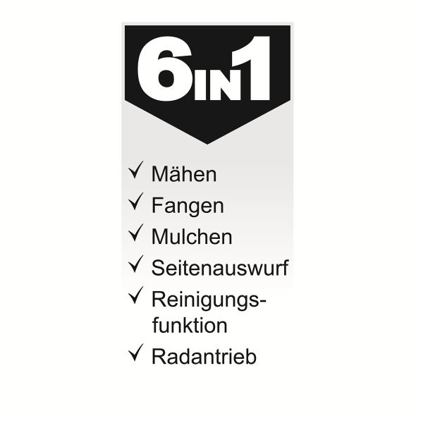 Scheppach Rasenmäher Benzin mit Antrieb 51cm Schnittbreite 6in1 4,1PS MS173-51B Stahlgehäuse|hohes Drehmoment|65L|Reinigungsfunktion