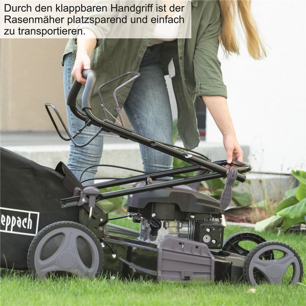 Scheppach Rasenmäher Benzin mit Antrieb 51cm Schnittbreite 6in1 4,1PS MS173-51B Stahlgehäuse|hohes Drehmoment|65L|Reinigungsfunktion