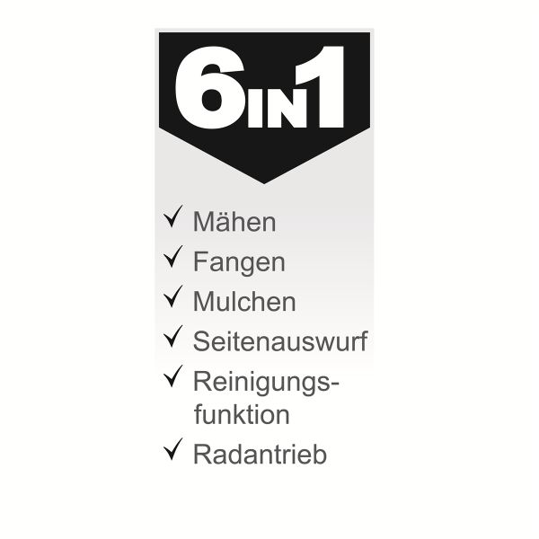 Scheppach Rasenmäher Benzin mit Antrieb Trike 51cm Breite 6in1 5,2PS MS197-51B 