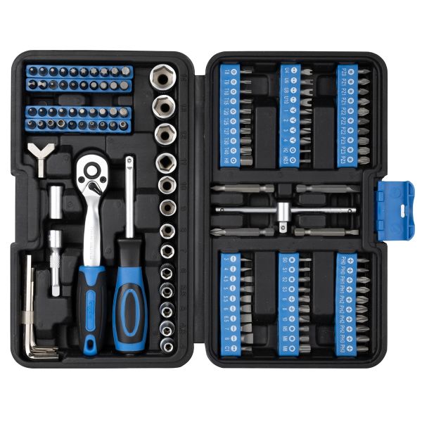 GÜDE Steckschlüssel und Bitsatz GSB 130 Werkzeugset 130 teilig in Kunststoffbox 