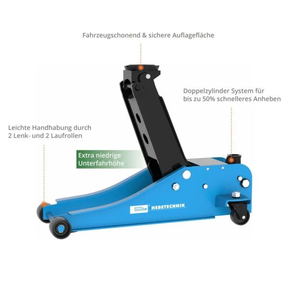 GÜDE 2,5 T Wagenheber für tiefergelegte Autos Rangierwagenheber GRH 2,5/510L 