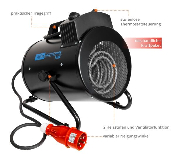 GÜDE GEH 5000 R 400V 5kW Bauheizer Heizgerät Heizlüfter Elektroheizer Heizgebläse 