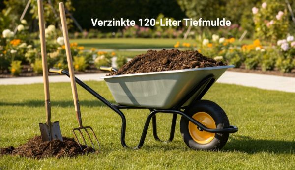 HAEMMERLIN Schubkarre BAU PLUS 120L verzinkt mit Luftrad 250kg Tragkraft 