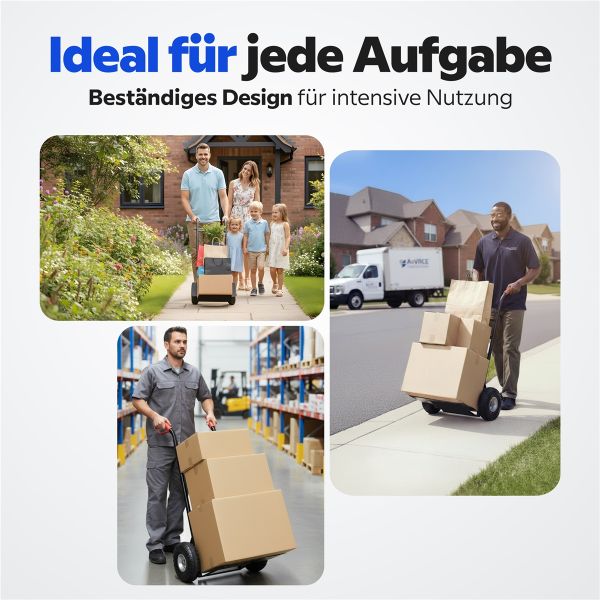 HBH Profi Schwerlast Sackkarre robuste Transportkarre 320kg pannensicher PU-Rad  