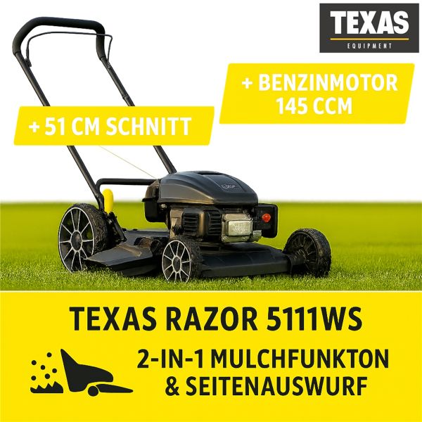 TEXAS Profi Mulchrasenmäher RAZOR5111WS Rasenmäher Benzin 51cm Mulchmäher 145ccm 