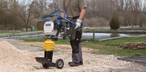 Scheppach Vibrationsstamper Verdichter VS1000 Benzin Grabenstampfer mit Fahrwerk 