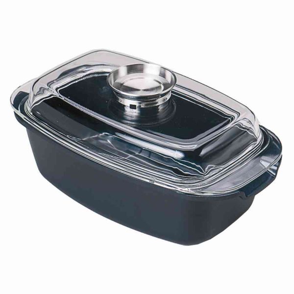 KRÜGER Aromabräter, Bräter "Potsdam" mit Glasdeckel, Aluguss, schwarz ***NEU***