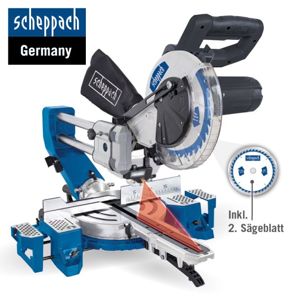 SCHEPPACH HM90SL Kappsäge Zugsäge Gehrungssäge 216mm Laser 2.Sägeblatt 2200 Watt