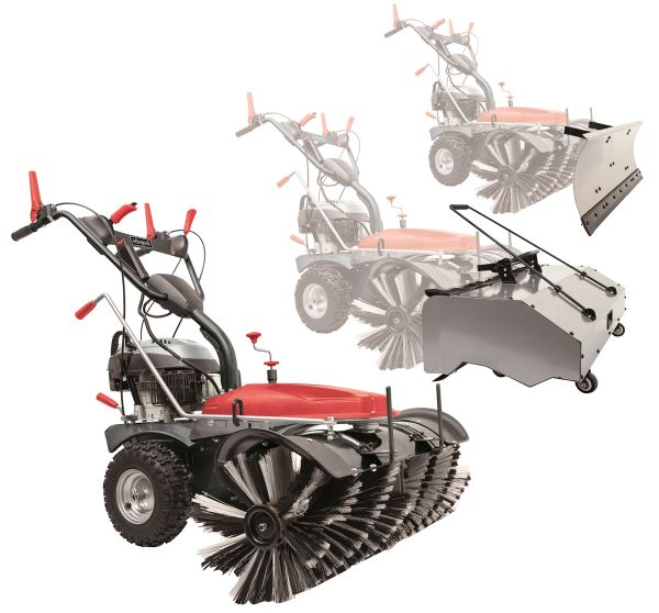 Scheppach Kehrmaschine Benzin 100cm Laubsammler Schneeschieber 3in1 SET SC2200PE Radantrieb|Stollenreifen|E-Start|4 Gänge|4,9PS