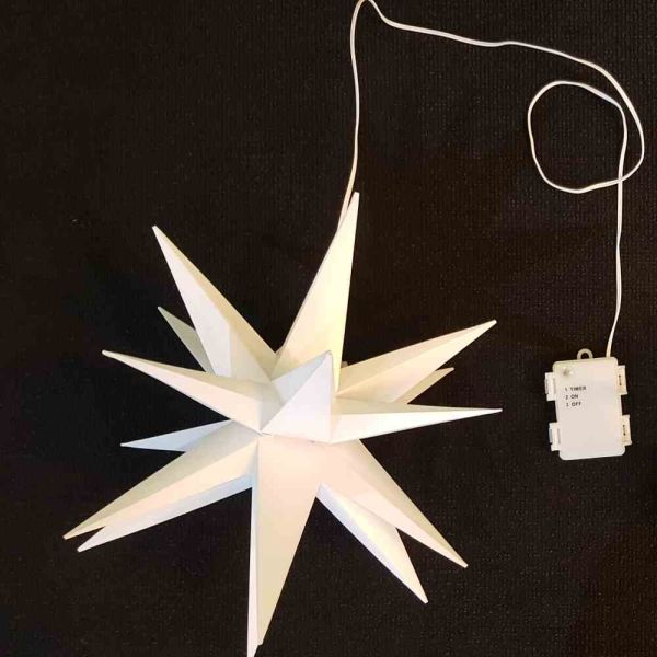 HG 34078 LED Stern KS weiß, Ø 58cm 1 LED ww, T6/18 Std, IP44 