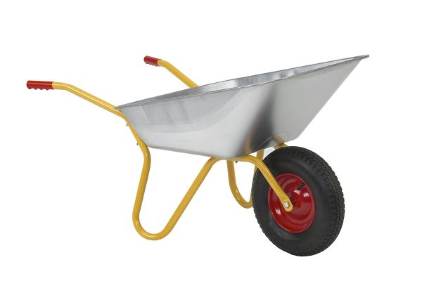 RAVENDO Marken Schubkarre Gartenschubkarre Vollgummireifen 100Liter 150Kg gelb  