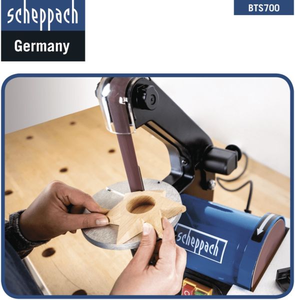 SCHEPPACH BTS700 Bandschleifer Tellerschleifer Schleifmaschine Kombi-Schleifer 250W 