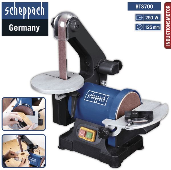 SCHEPPACH BTS700 Bandschleifer Tellerschleifer Schleifmaschine Kombi-Schleifer 250W 