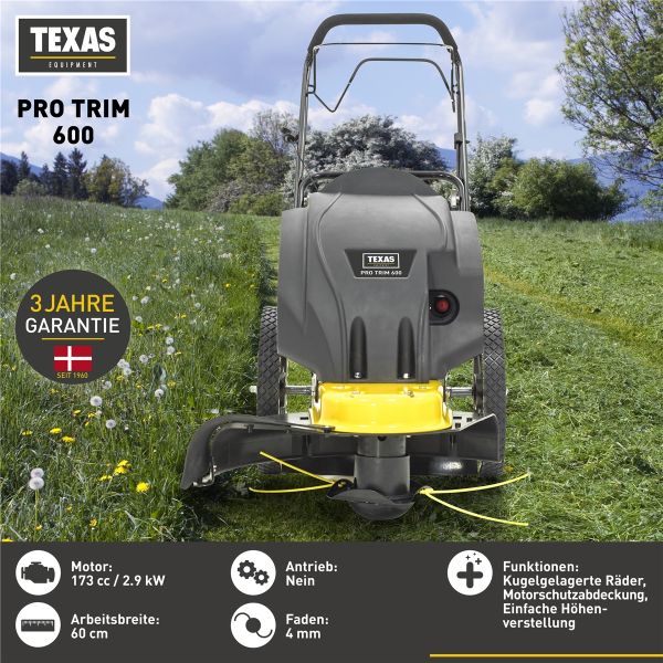 TEXAS Profi Wiesenmäher Hochgrasmäher Benzin Balkenmäher Pro Trim 600 173cm³60cm 