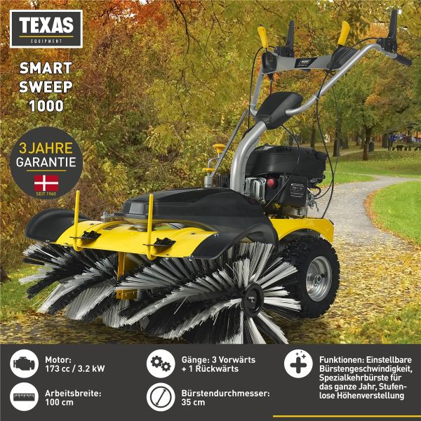 TEXAS Kehrmaschine Benzin Schneekehrmaschine Laubkehrer 100cm Smart Sweep 1000