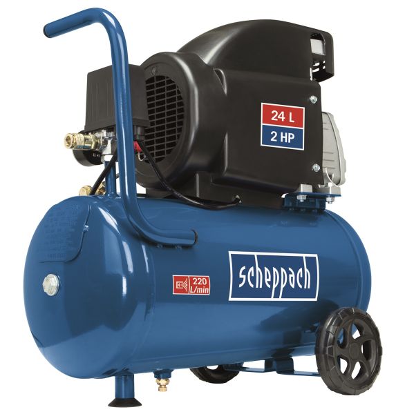 Scheppach 8bar Druckluft Kompressor HC26 Set 24L mit Spiralschlauch Reifenfüller *2.WAHL* 
