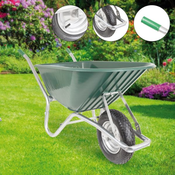 BPA Schubkarre Bauschubkarre Gartenkarre 100l PU Mulde grün Luftrad Kugellager