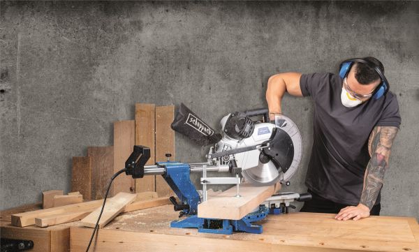 Scheppach Kappsäge Gehrungssäge Zugsäge HM140L mit 2. Sägeblatt Laser 2000W