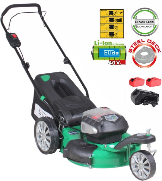 GÜDE Rasenmäher Trike Akku 2x40V elektro Akkurasenmäher Mäher 460/40-5.0 S 46cm 