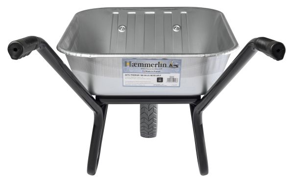 HAEMMERLIN Schubkarre Bauschubkarre Aktiv Premium 100l verzinkt PU-Rad 150kg **Profi-Bauschubkarre für schwere Arbeiten geeignet**