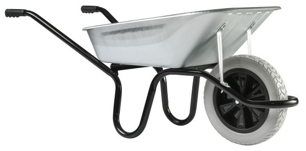 HAEMMERLIN Schubkarre Bauschubkarre Aktiv Premium 100l verzinkt PU-Rad 150kg **Profi-Bauschubkarre für schwere Arbeiten geeignet**