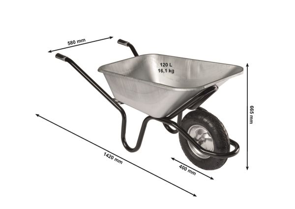 HAEMMERLIN Bauschubkarre Schubkarre Aktiv Excellium Plus 120 Luftrad 120l 250kg 