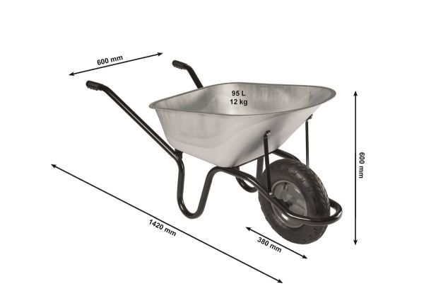 HAEMMERLIN Profi Bauschubkarre Schubkarre Aktiv Bau 95 Tiefmulde 150kg 95 Liter