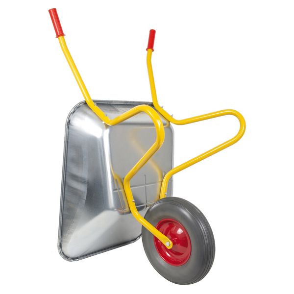 RAVENDO Marken Schubkarre Gartenschubkarre Vollgummireifen 100Liter 150Kg gelb  