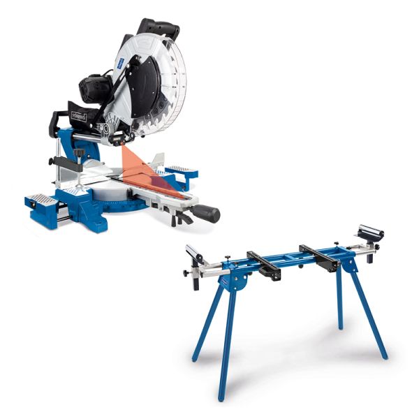 SCHEPPACH SET HM140L Kappsäge Gehrungssäge mit Untergestell Sägetisch UMF1600