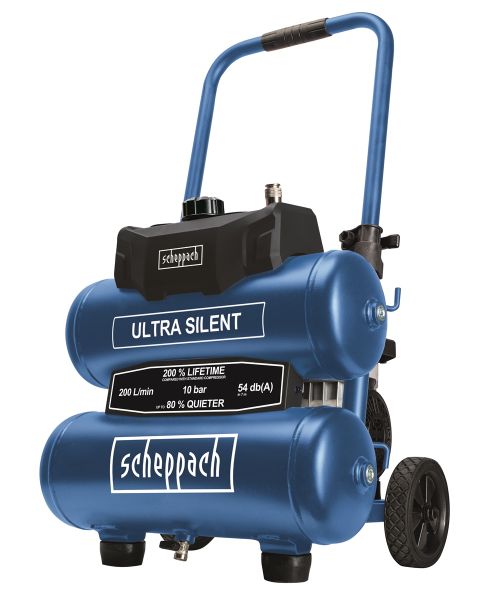 SCHEPPACH HC20SI Twin Druckluft Kompressor 10 bar 20l 1800 W Ölfrei sehr leise 