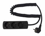 as-Schwabe 11432 Steckdosenleiste 3-fach, 2,5 m Spiralkabel, schwarz ***NEU***