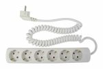 as-Schwabe 11461 Steckdosenleiste 6-fach, 2,5 m Spiralkabel, weiß ***NEU***