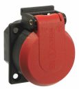 as-Schwabe 45080 Schutzkontakt-Einbaudose, rot/schwarz, mit Klappdeckel ***NEU***