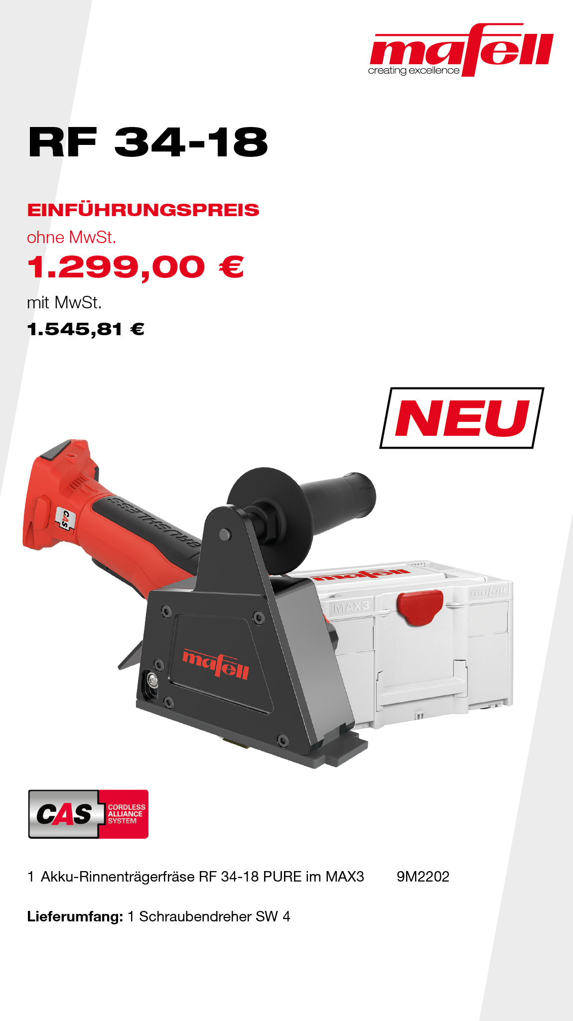 Akku Rinnenträgerfräse